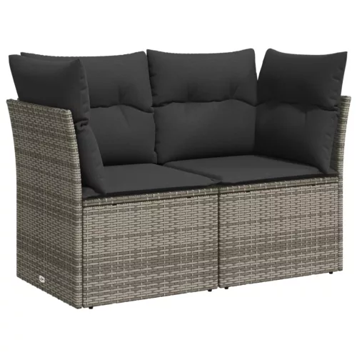  7 részes szürke polyrattan kerti ülőgarnitúra párnákkal