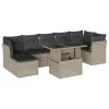  8 részes világosszürke polyrattan kerti ülőgarnitúra párnával