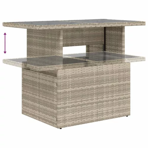  8 részes világosszürke polyrattan kerti ülőgarnitúra párnával