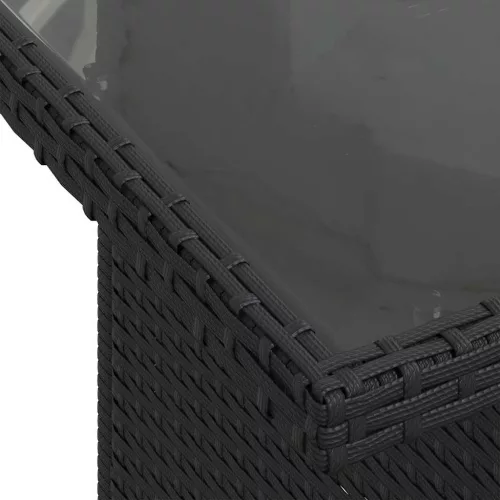 10 részes fekete polyrattan kerti ülőgarnitúra párnákkal