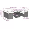  10 részes fekete polyrattan kerti ülőgarnitúra párnákkal