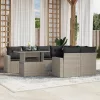  9 részes világosszürke polyrattan kerti ülőgarnitúra párnával