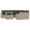 9 részes világosszürke polyrattan kerti ülőgarnitúra párnával