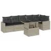  7 részes világosszürke polyrattan kerti ülőgarnitúra párnákkal