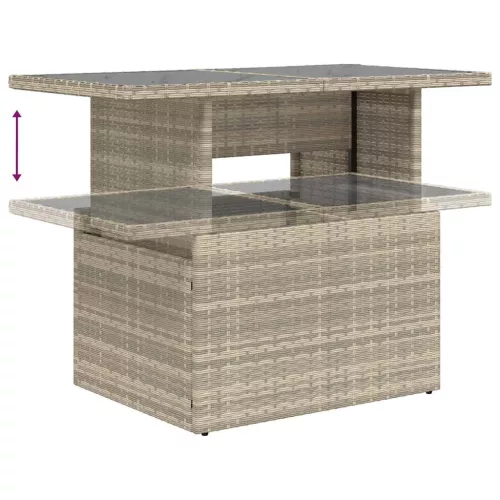  7 részes világosszürke polyrattan kerti ülőgarnitúra párnákkal