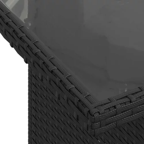 7 részes fekete polyrattan kerti ülőgarnitúra párnával