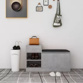  betonszürke szerelt fa cipőtároló pad 94,5 x 31 x 57 cm