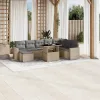  9 részes bézs polyrattan kerti ülőgarnitúra párnákkal