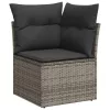  9 részes szürke polyrattan kerti ülőgarnitúra párnákkal
