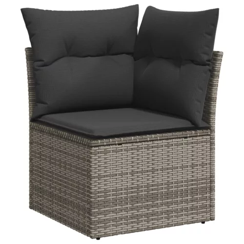  9 részes szürke polyrattan kerti ülőgarnitúra párnákkal
