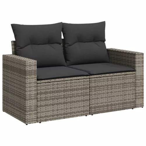  9 részes szürke polyrattan kerti ülőgarnitúra párnákkal