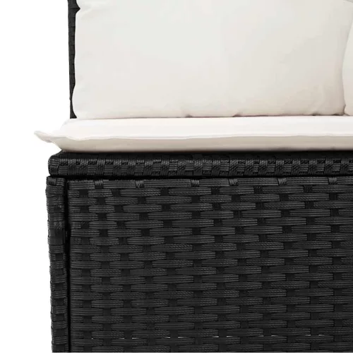  10 részes fekete polyrattan kerti ülőgarnitúra párnákkal
