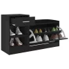  magasfényű fekete szerelt fa cipőtároló pad 94,5 x 31 x 57 cm