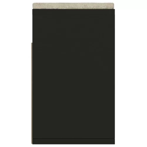  fekete szerelt fa cipőtároló pad párnával 104 x 30 x 49 cm