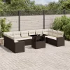 11 részes barna polyrattan kerti ülőgarnitúra párnákkal