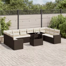    11 részes barna polyrattan kerti ülőgarnitúra párnákkal