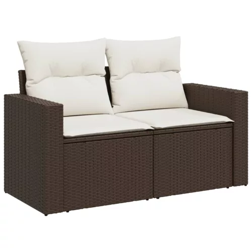  11 részes barna polyrattan kerti ülőgarnitúra párnákkal