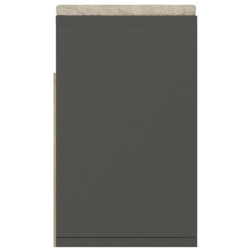  szürke szerelt fa cipőtároló pad párnával 104 x 30 x 49 cm