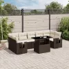  8 részes barna polyrattan kerti ülőgarnitúra párnákkal