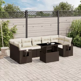    8 részes barna polyrattan kerti ülőgarnitúra párnákkal