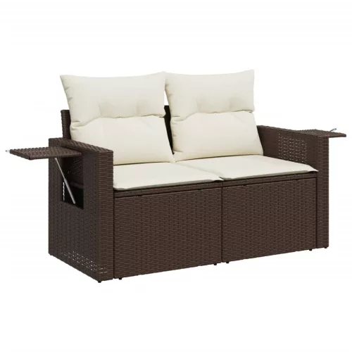  8 részes barna polyrattan kerti ülőgarnitúra párnákkal