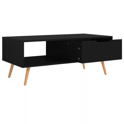  fekete szerelt fa dohányzóasztal 100 x 49,5 x 43 cm