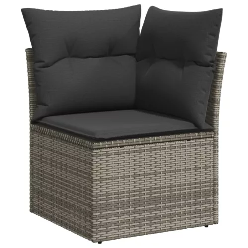  5 részes szürke polyrattan kerti ülőgarnitúra párnákkal