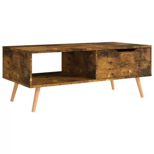  füstös tölgy színű szerelt fa dohányzóasztal 100 x 49,5 x 43 cm