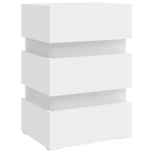  fehér szerelt fa LED-es éjjeliszekrény 45 x 35 x 67 cm