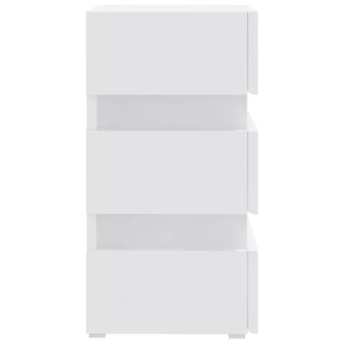  fehér szerelt fa LED-es éjjeliszekrény 45 x 35 x 67 cm