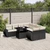  9 részes fekete polyrattan kerti ülőgarnitúra párnákkal