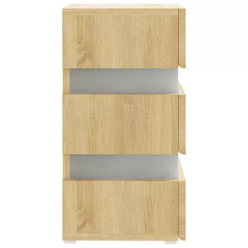  sonoma tölgy színű szerelt fa LED-es éjjeliszekrény 45x35x67 cm