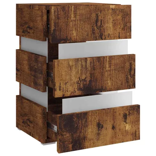  füstös tölgy színű szerelt fa LED-es éjjeliszekrény 45x35x67 cm