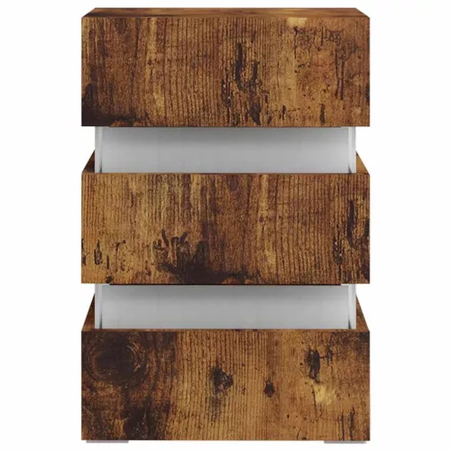  füstös tölgy színű szerelt fa LED-es éjjeliszekrény 45x35x67 cm