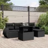  6 részes fekete polyrattan kerti ülőgarnitúra párnákkal