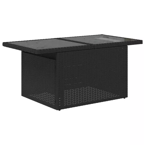  6 részes fekete polyrattan kerti ülőgarnitúra párnákkal