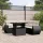  6 részes fekete polyrattan kerti ülőgarnitúra párnákkal
