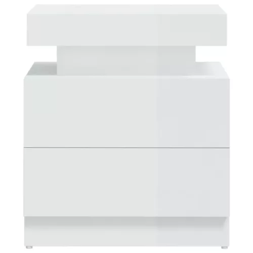  magasfényű fehér szerelt fa éjjeliszekrény 45 x 35 x 52 cm