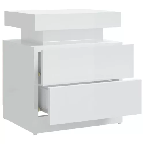  magasfényű fehér szerelt fa éjjeliszekrény 45 x 35 x 52 cm