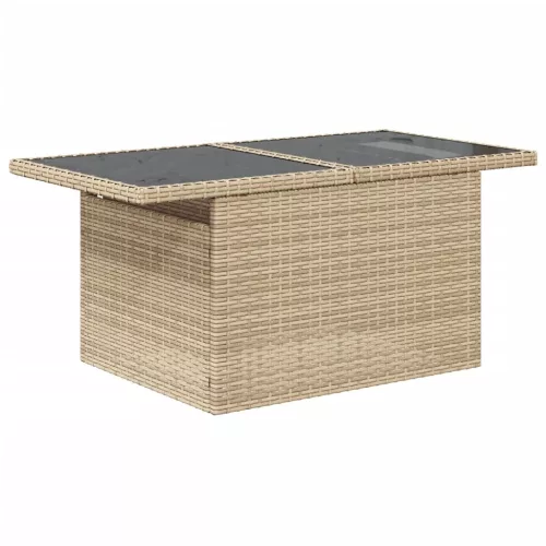  7 részes bézs polyrattan kerti ülőgarnitúra párnákkal