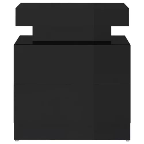  magasfényű fekete szerelt fa éjjeliszekrény 45 x 35 x 52 cm