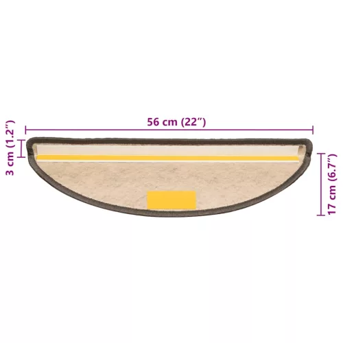  15 db szizál hatású barna bézs lépcsőszőnyeg 56 x 17 x 3 cm