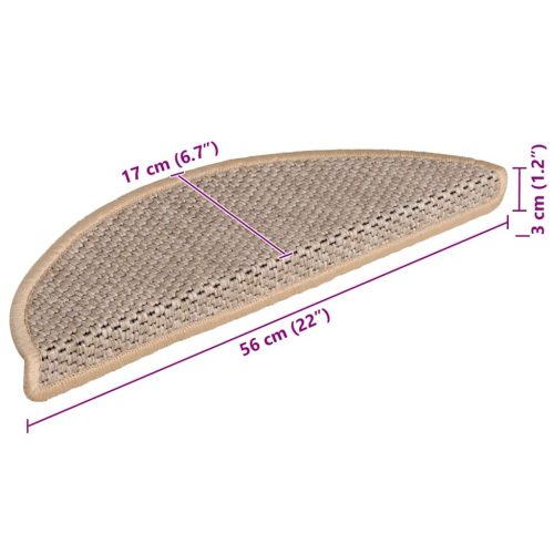  15 db szizál hatású világos bézsszínű lépcsőszőnyeg 56x17x3 cm