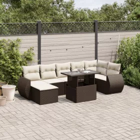    8 részes barna polyrattan kerti ülőgarnitúra párnákkal