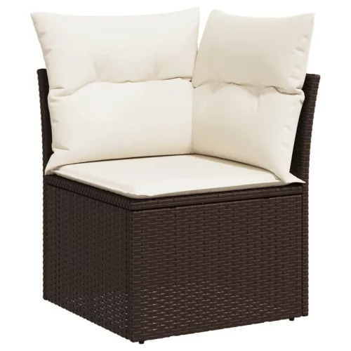  8 részes barna polyrattan kerti ülőgarnitúra párnákkal
