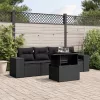  5 részes fekete polyrattan kerti kanapészett párnákkal