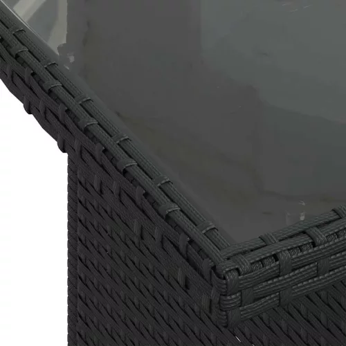  5 részes fekete polyrattan kerti kanapészett párnákkal