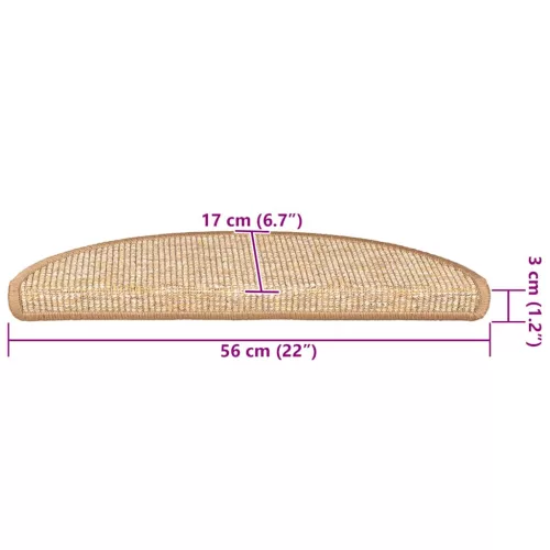  15 db világosbarna félkör alakú lépcsőszőnyeg 56 x 17 x 3 cm