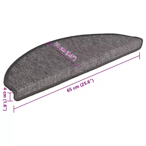  15 db bézs és szürke félkör alakú lépcsőszőnyeg 65 x 21 x 4 cm, nagy