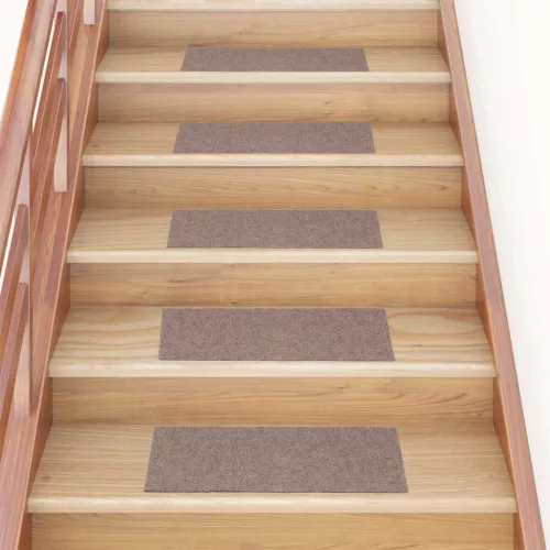  15 db öntapadós lépcsőszőnyeg 60 x 25 cm világosbarna téglalap alakú